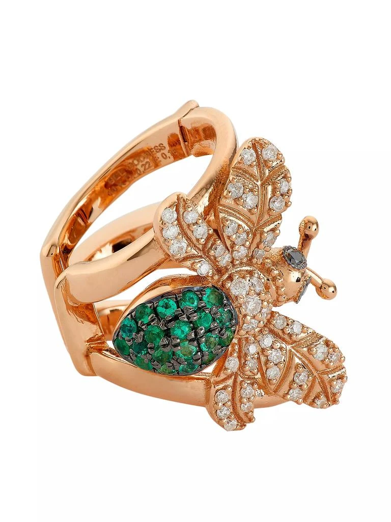 Bee Goddess Honey Bee 18K Rose Gold, Emerald & 0.03 TCW Diamond Ear Cuff 4