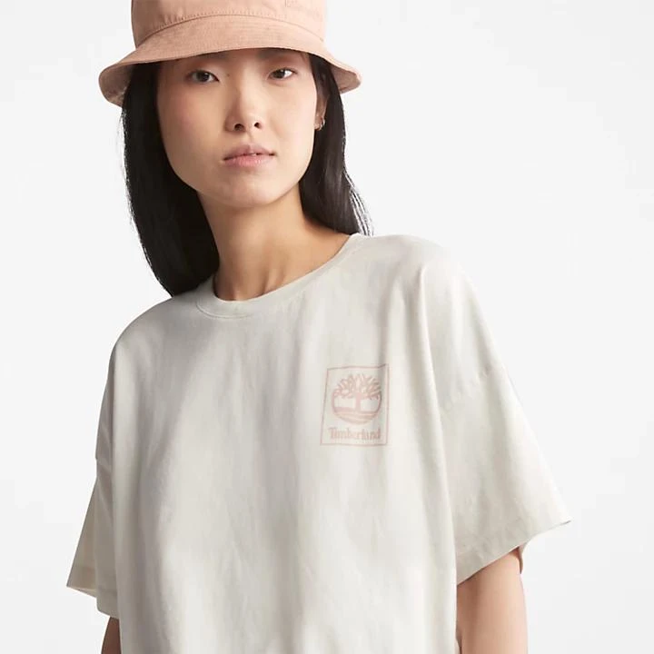 Timberland Cropped T-Shirt with Drawstring Hem for Women in White 5
