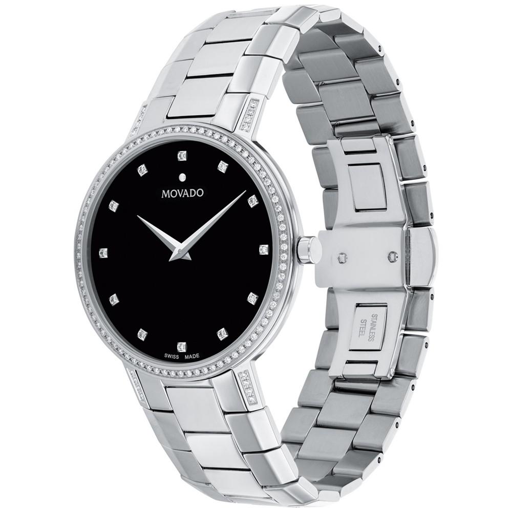 Movado Men's Swiss Faceto Diamond (3/8 ct. t.w.) Stainless Steel Bracelet Watch 39mm