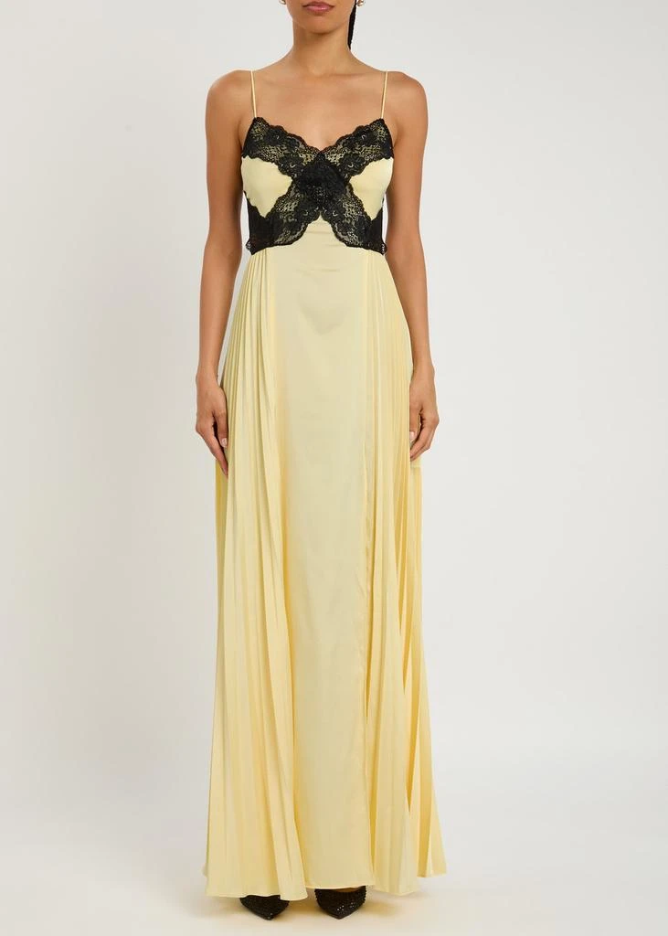 Self Portrait Lace-panel satin maxi dress - Dresses & Skirts - BeyondStyle
