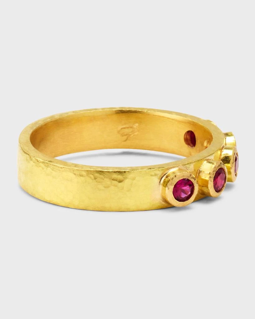 Elizabeth Locke 19K Flat Ribbon Stack Ring with 2.5mm Rubies 4