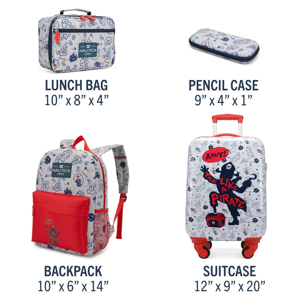 Nautica Kids 18" Back to School Carry-on 5-Piece Luggage Set | Pirate Ahoy 6