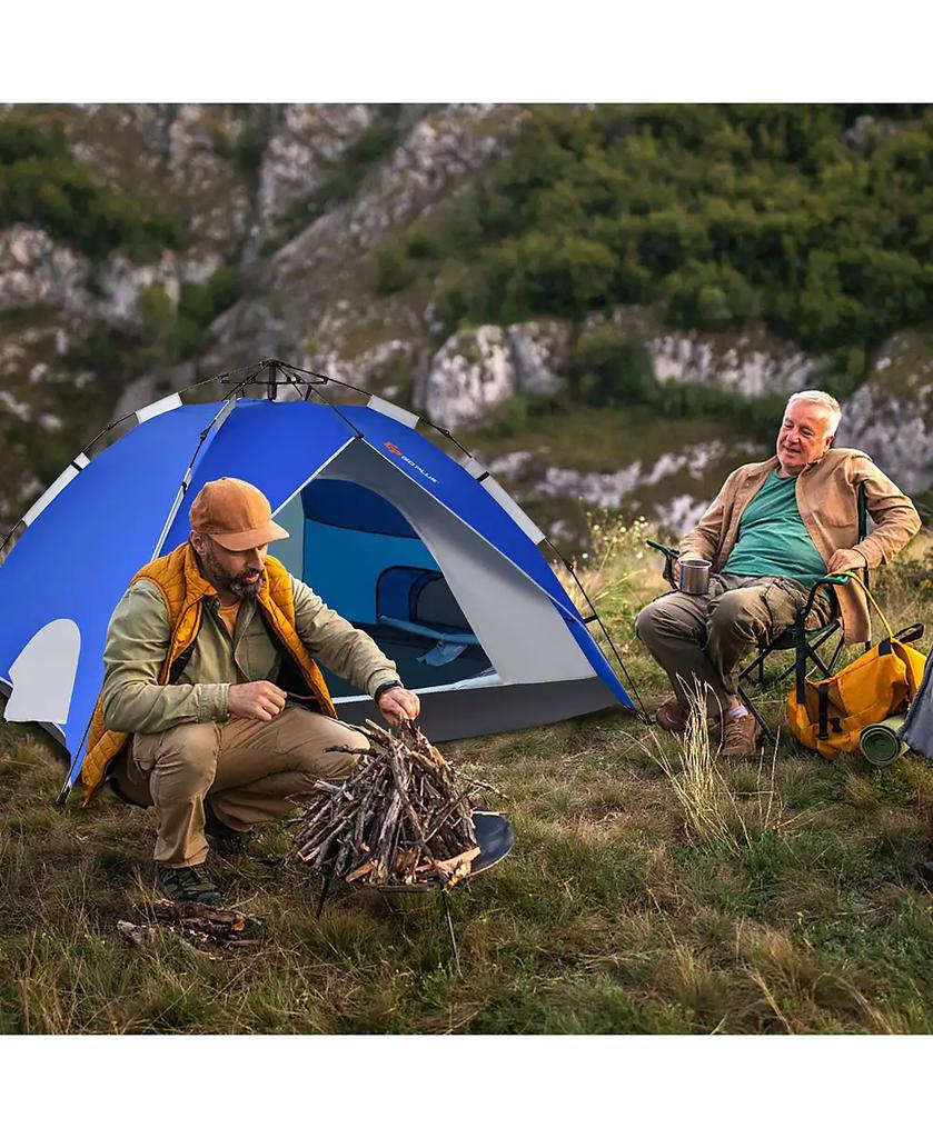 Costway 4 Person Instant Pop-up Camping Tent 2-in-1 Double-Layer Waterproof Tent
