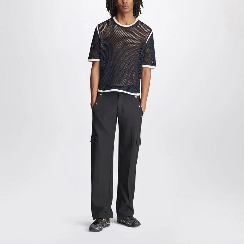 Adidas Navy blue perforated T-shirt in cotton blend 2