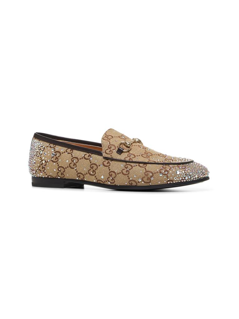 Gucci GUCCI | Beige crystal-embellished Jordaan loafers | Women | 35