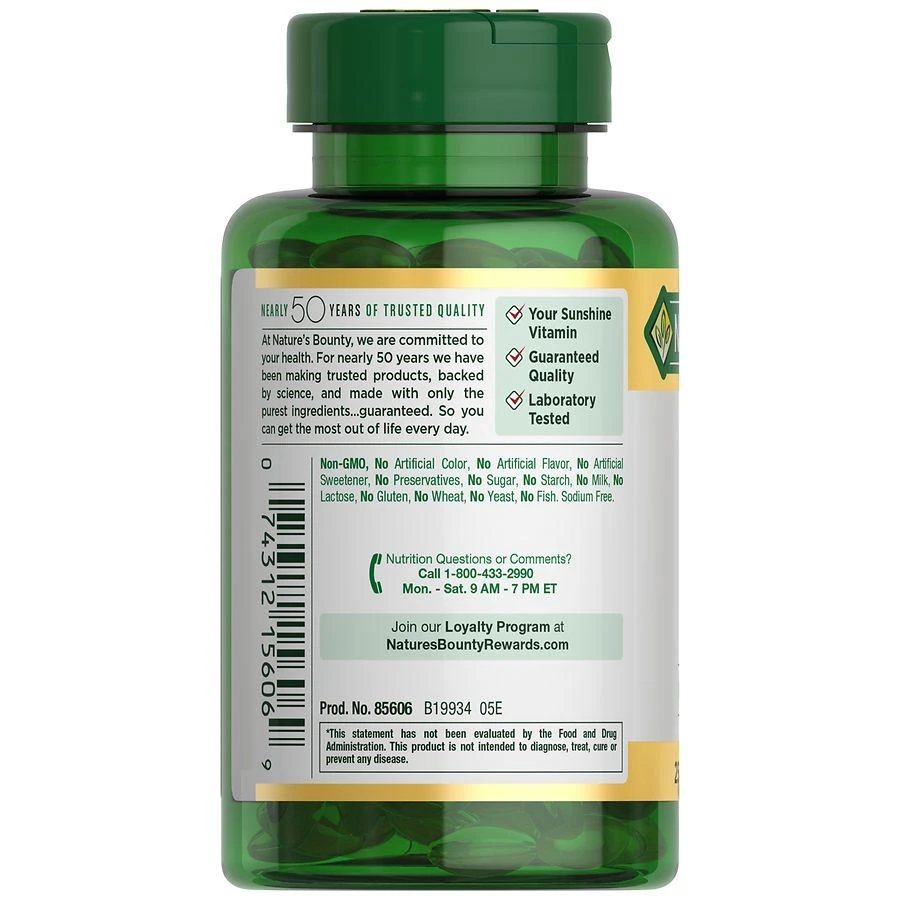 Nature
s Bounty Vitamin D3 Rapid Release Softgels, 1000 IU 2