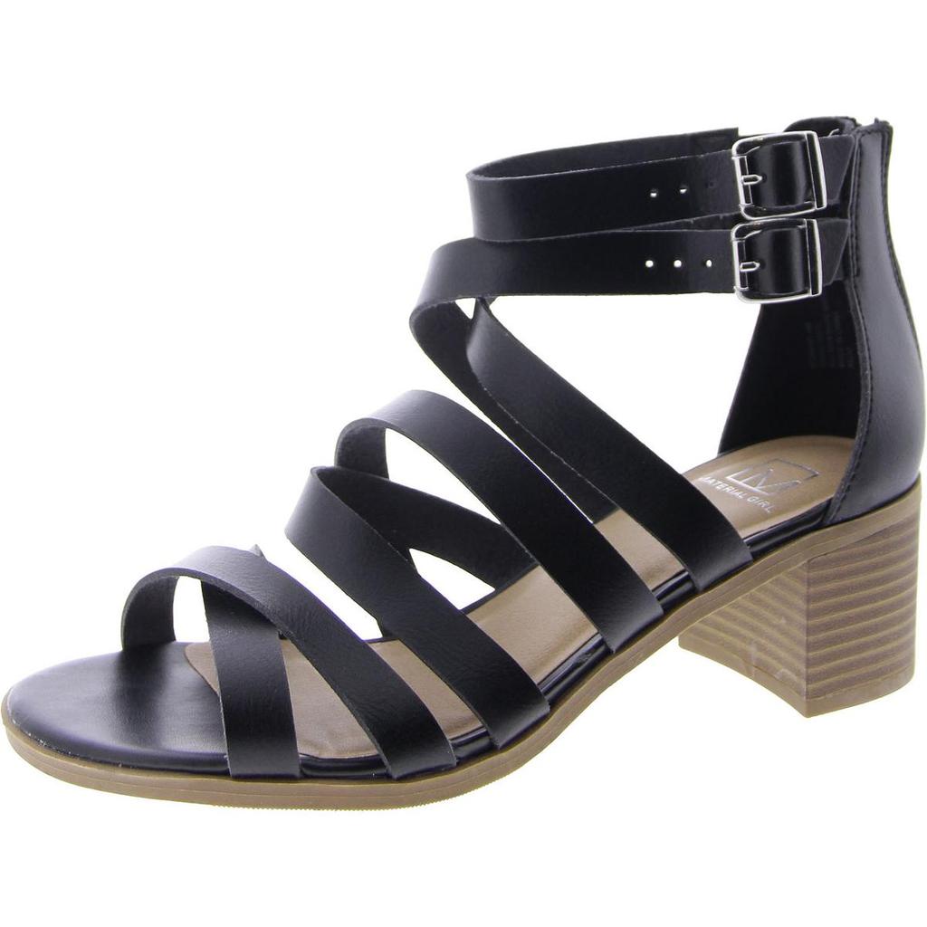 Material Girl Danna Womens Faux Leather Ankle Heel Sandals