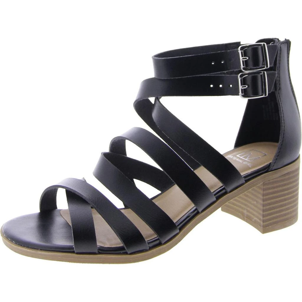 Material Girl Danna Womens Faux Leather Ankle Heel Sandals 1