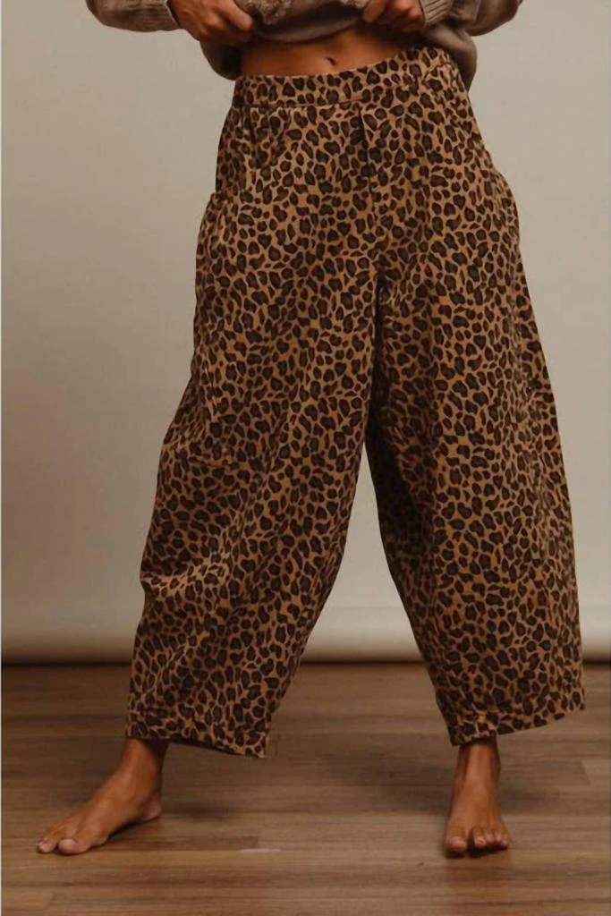 BiBi Bibi - Lorraine Washed Leopard Denim Mid RIse Barrel Pants 5