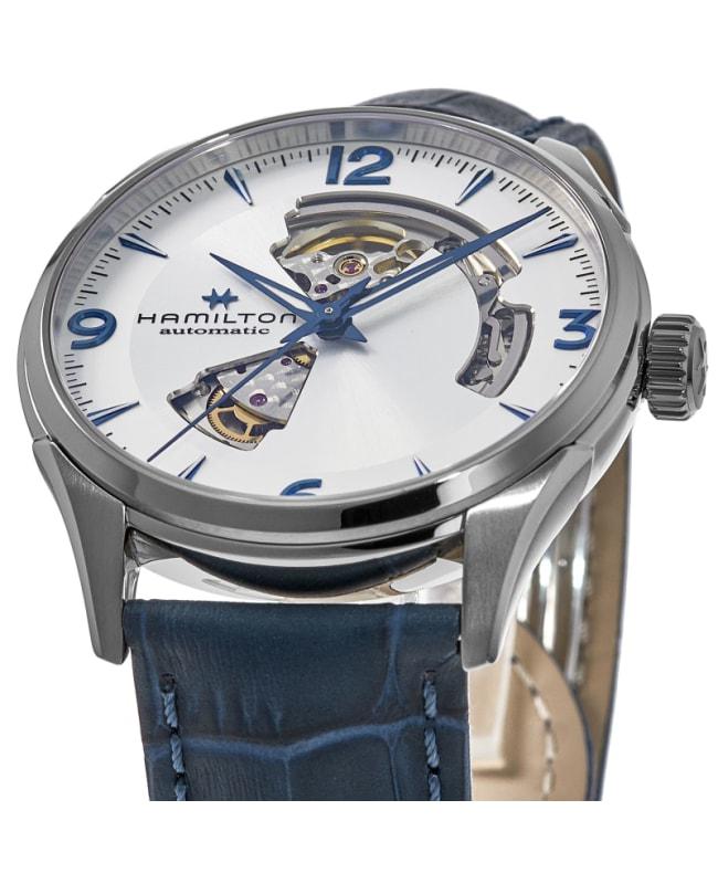 Hamilton Hamilton Jazzmaster Open Heart Silver Dial Leather Strap Men's Watch H32705651