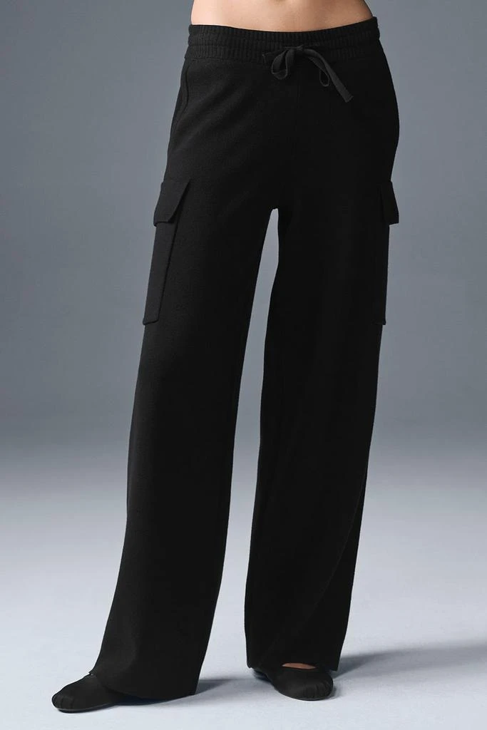 Alo Scholar Knit High-Waist Cargo Pant - Black 1
