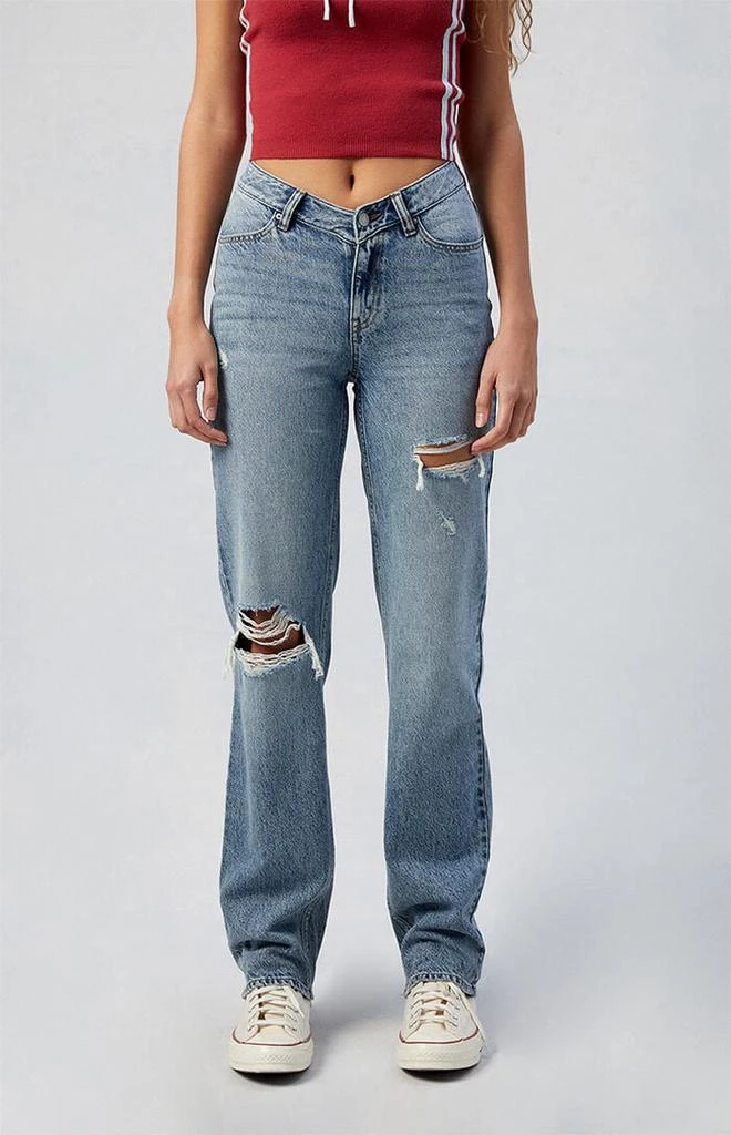 PacSun Medium Indigo Ripped V Dip '90s Boyfriend Jeans 1