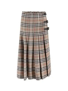 Burberry | Burberry Checked Pleated Midi Skirt