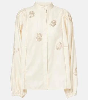 Max Mara | Caladio embellished cotton satin blouse