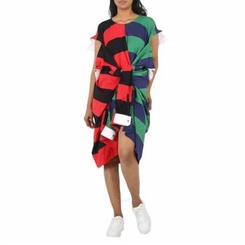Burberry | Striped Cotton Reconstructed Rugby Shirt Dress In Red/green