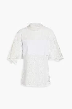 3.1 PHILLIP LIM Crepe de chine-paneled flocked lace blouse