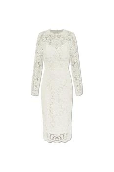 Dolce & Gabbana | Dolce & Gabbana Branded Floral Cordonetto Lace Sheath Dress