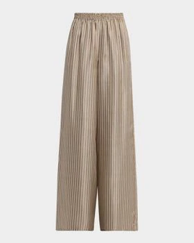 Max Mara | Ladino Striped Silk Wide-Leg Belted Pants