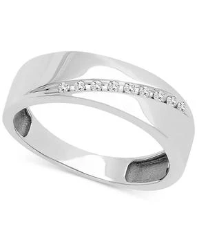Macy's | Men's Diamond Diagonal Wedding Band (1/10 ct. t.w.) in 14k White Gold