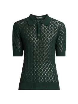 Dolce
Gabbana | Cotton Semi-Sheer Knit Polo Shirt