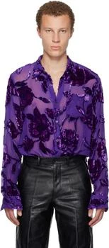 Dries Van Noten | Purple Fitted Sheer Shirt