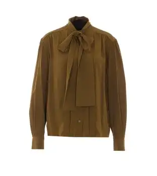 Yves Saint Laurent | Saint Laurent Lavallière Padded Shoulder Blouse