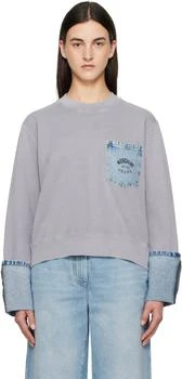 Gray Cotton Denim Details Sweatshirt