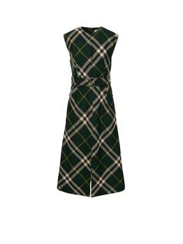 Burberry | Burberry Nova Checked Belted Sleeveless Midi Dress