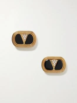 Valentino | Gold-tone, Enamel And Crystal Earrings