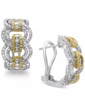 Effy | EFFY® Diamond Hoop Earrings (1-1/5 ct. t.w.) in 14k Gold and White Gold