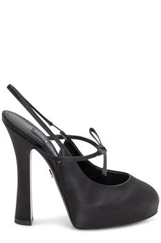 Dolce & Gabbana | Dolce & Gabbana Bow Detailed Satin Platform Slingback Pumps
