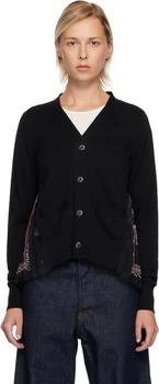 Sacai | Black Paisley Print & Cotton Knit Cardigan