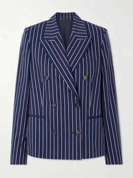 Brunello Cucinelli | Double-breasted Striped Cotton And Silk-blend Blazer - Navy - IT40