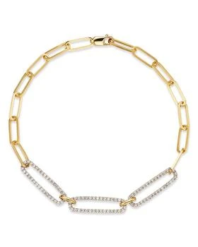 Bloomingdale's | Diamond Triple Link Paperclip Bracelet in 14K White & Yellow Gold, 0.50 tcw