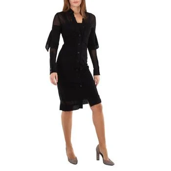 Burberry | Cut-Out Long Sleeve Semi-Sheer Shirt Dress