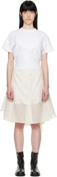 Off-White Spun Organza & Cotton Jersey Midi Dress