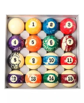 GSE Games & Sports Expert 2 1/4-Inch Marble Swirl Professional Regulation Size Billiards Pool Balls Set, Standard 16 Balls Set