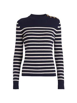 Chloé | Striped Wool-Blend Crewneck Sweater