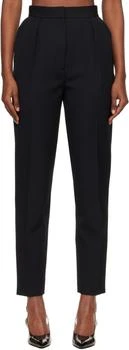 Balmain | Black High-Waisted Grain de Poudre Trousers