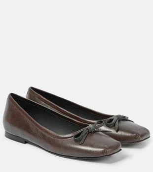 Brunello Cucinelli | Monili bow-detail leather ballet flats