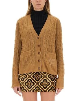 ETRO | Etro Pegaso-Motif V-Neck Cable-Knit Cardigan