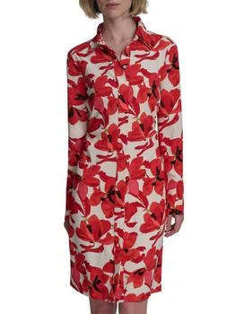 May-25 Patterned Crepe Midi Shirt Dress