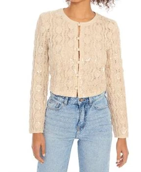 Beaded Mariana Cardigan In Sand