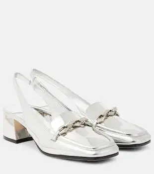 Jimmy Choo | Diamond Tilda metallic leather slingback pumps