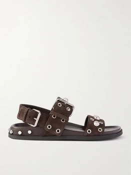 Valentino | Nellcôte 20 Studded Eyelet-embellished Leather And Suede Sandals - Chocolate - IT40