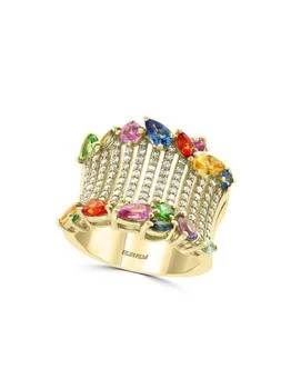 Effy | 14K Gold, 0.52 TCW Diamond, Multisapphire
Tsavorite Ring