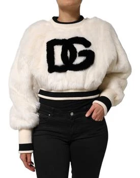Dolce & Gabbana | Cropped Faux Fur DG Sweatshirt Women's Sweater