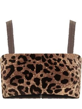 Dolce & Gabbana | Dolce & Gabbana Leopard Jacquard Chenille Cropped Top