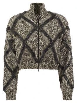 Brunello Cucinelli | Brunello Cucinelli Sequin Embellished Knit Zipped Cardigan
