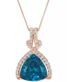 Le Vian | Deep Sea Blue Topaz (10 ct. t.w.) 
Nude Diamond (7/8 ct. t.w.) Adjustable 20" Pendant Necklace in 14k Rose Gold